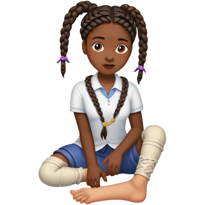 Black women with braids has broken foot emoji