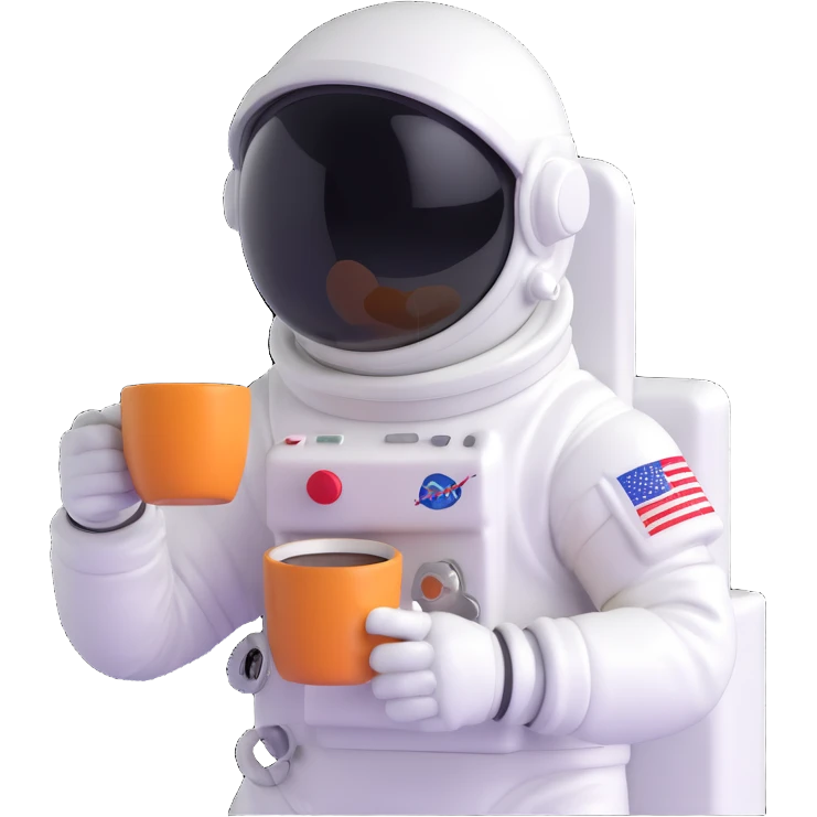simple fun astronaut drinking coffee emoji