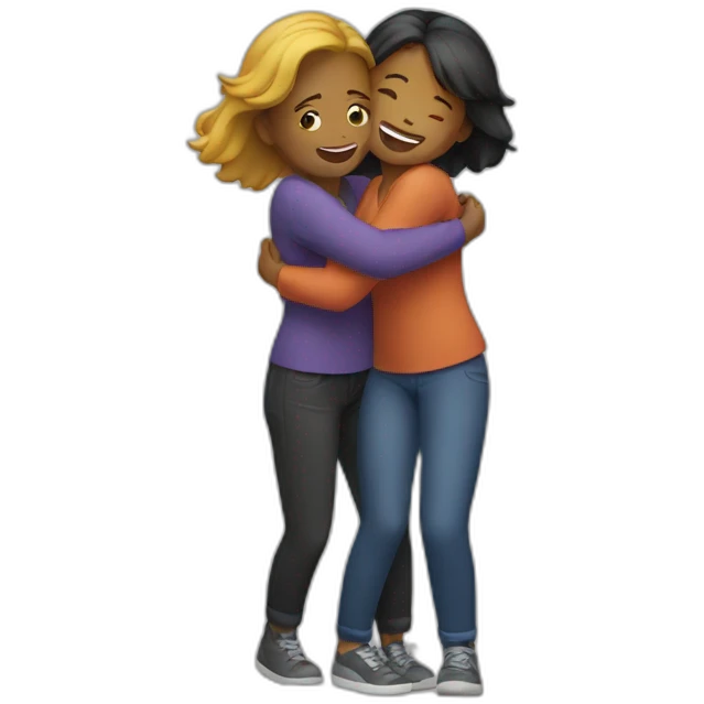 two women hug emoji