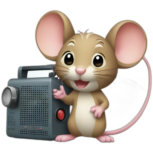 Mouse holding radio emoji