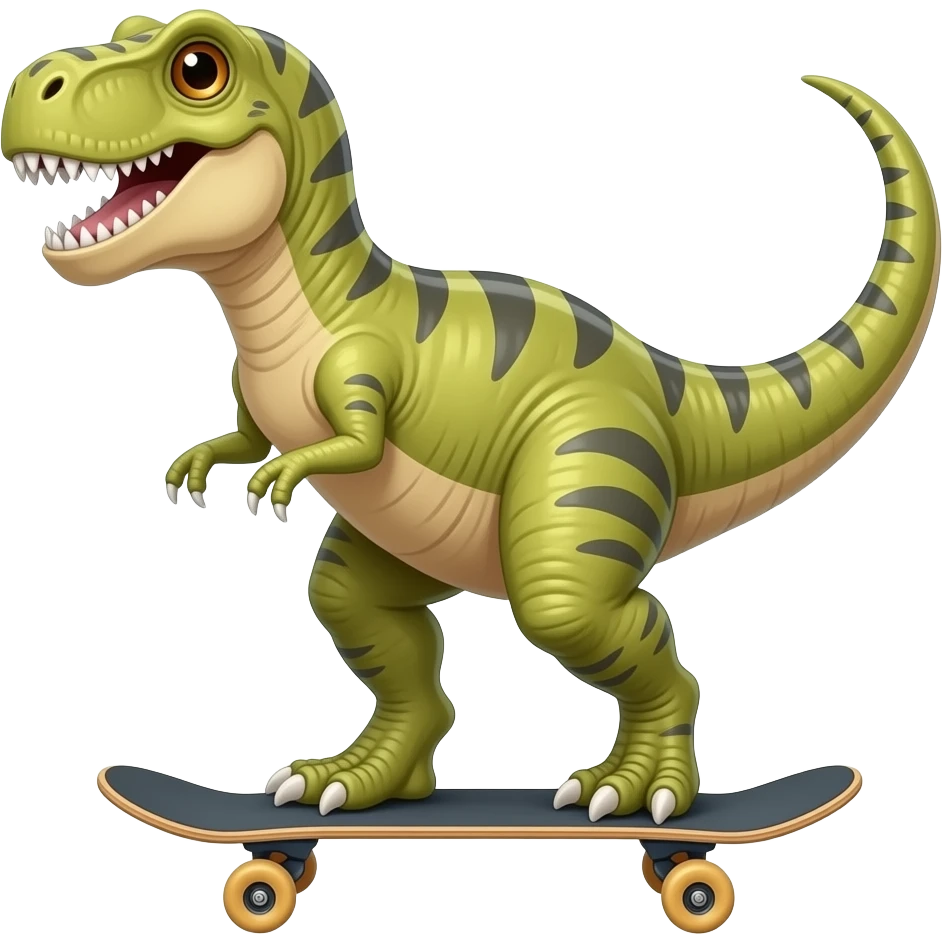 Dinosaur on a skateboard emoji