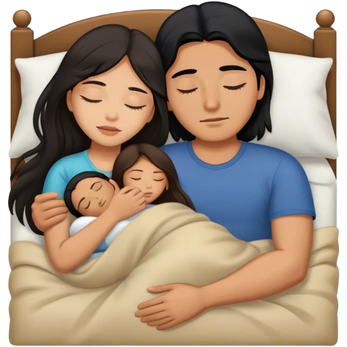 Latino man with long black hair sleeping with brown hair Filipina emoji