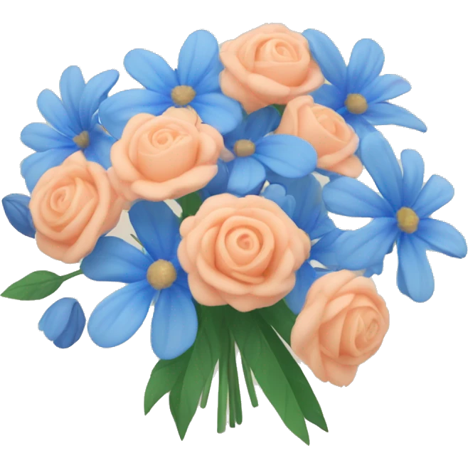 Blue and peach flower bouquet  emoji