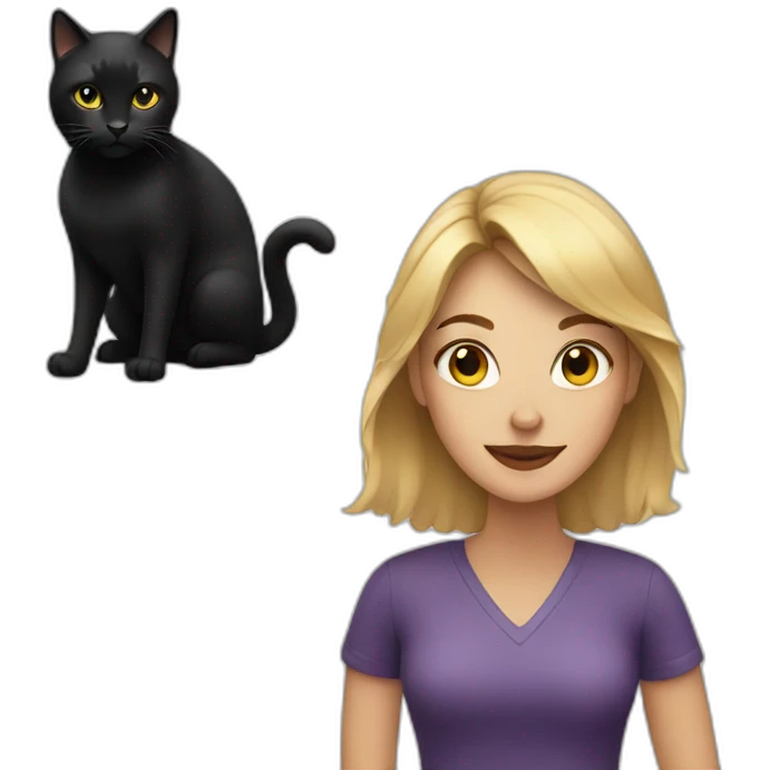 woman with a black cat emoji