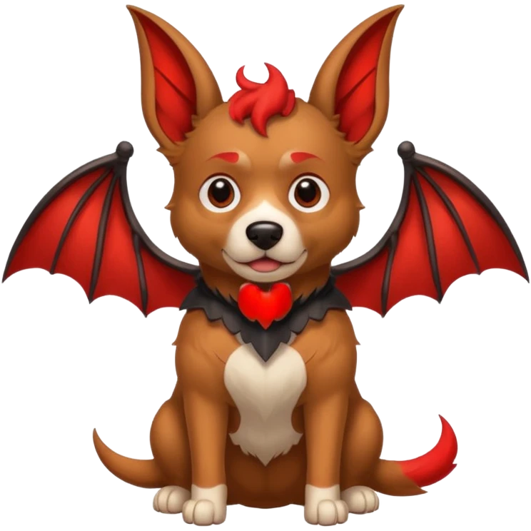 dog with red horns and bat wings emoji