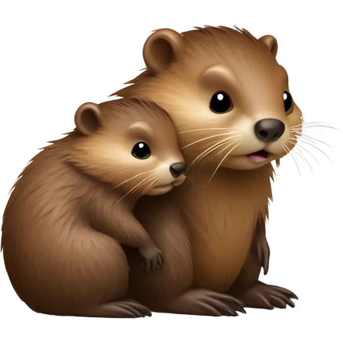 Baby beaver Embudles with mother beaver emoji