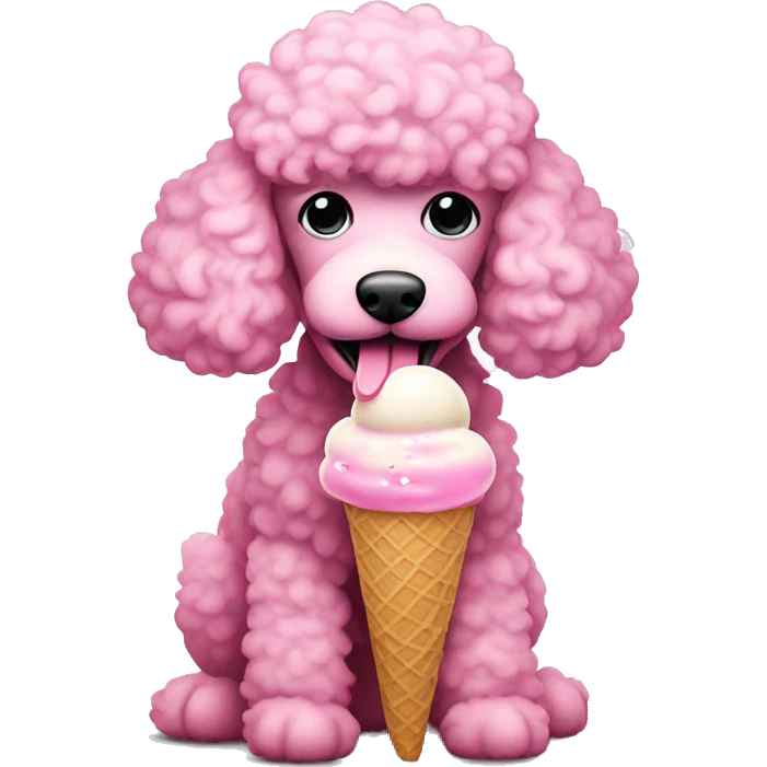 Pink poodle eating ice cream emoji