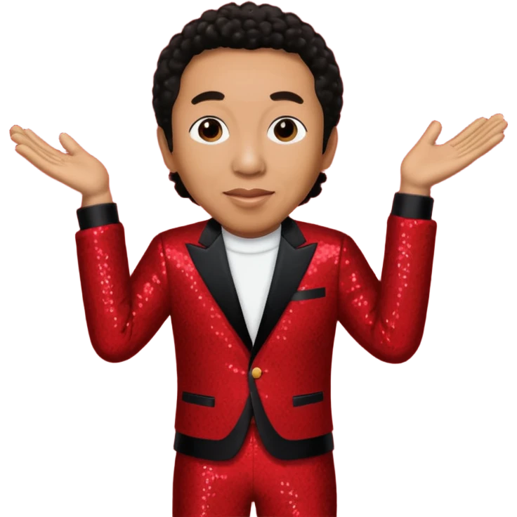 Smokey Robinson with dark brown hair, red sequin outfit emoji