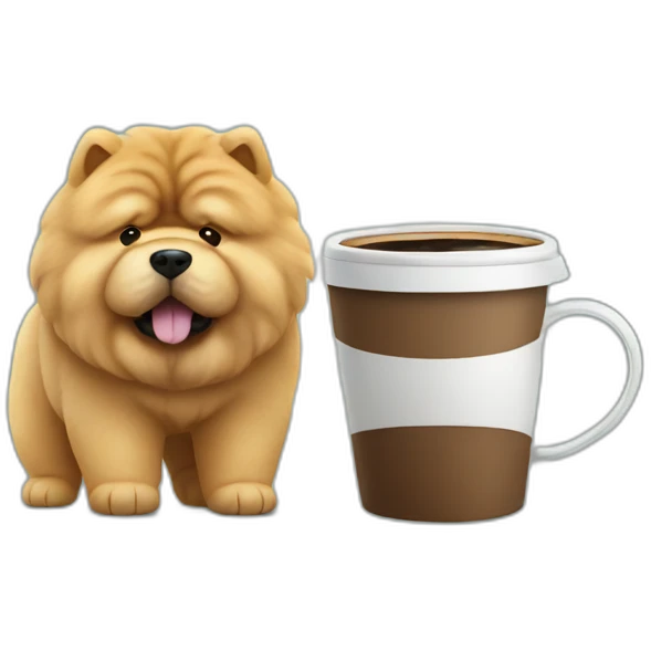 chow chow with big coffee emoji