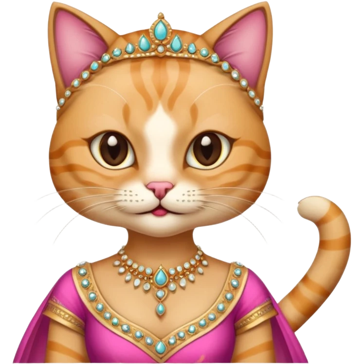 Funny cat wear lehnga with long acrilic nails emoji
