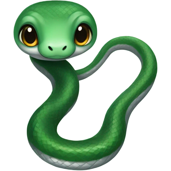 cute baby snake wearing Slytherin scarf emoji