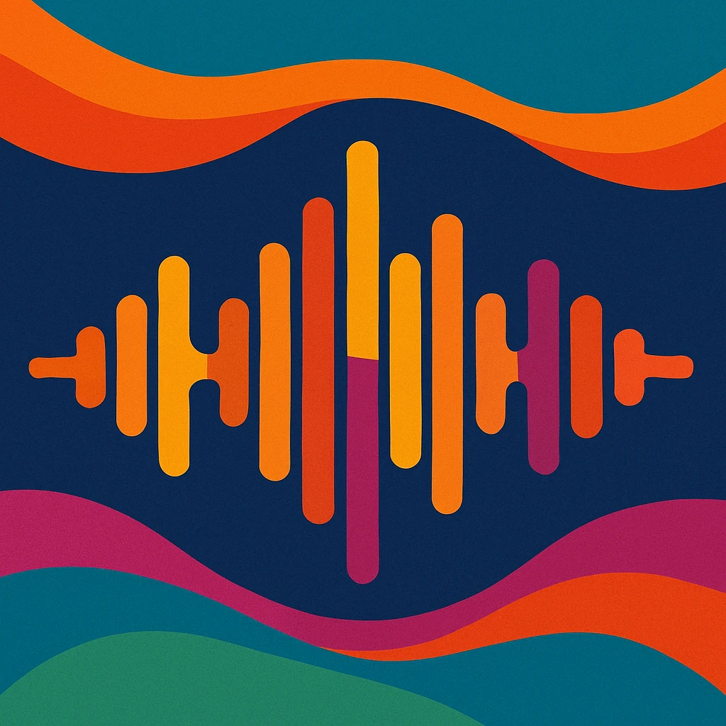 vibrant toon style illustration of a sound wave emoji