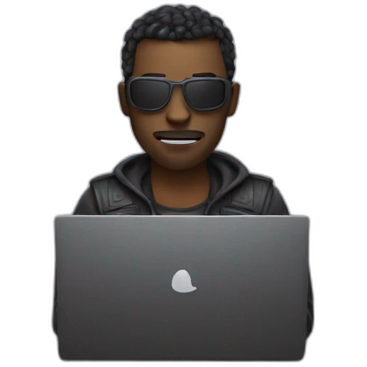 Dark developer an laptop on hellowen emoji