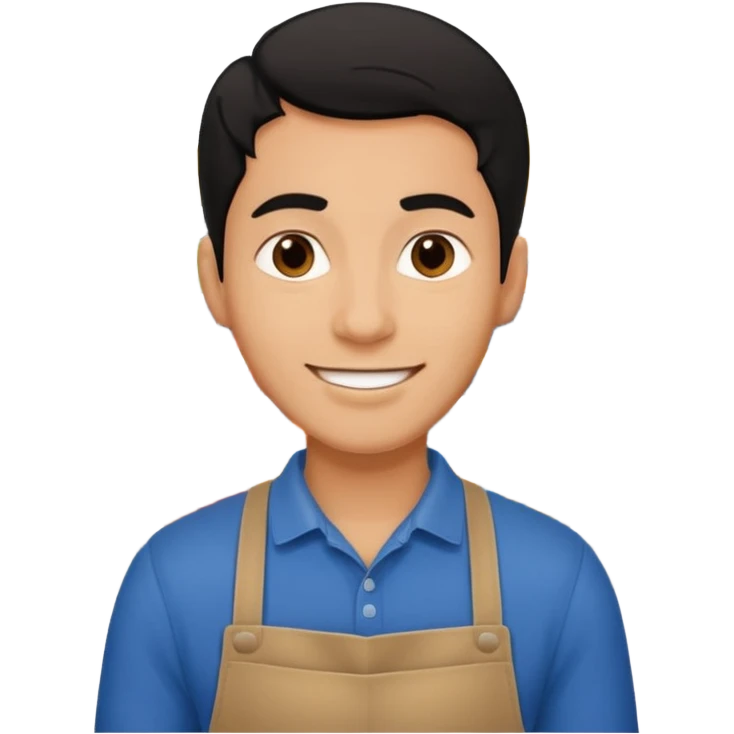 Happy ligth black hair man working in a supermarket emoji