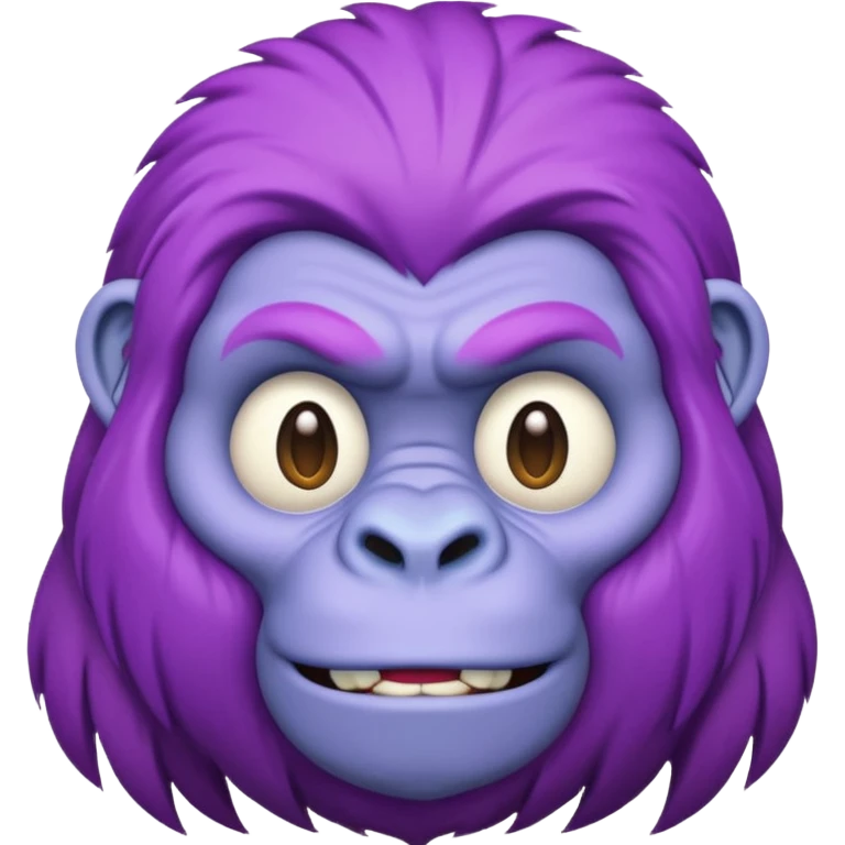 purple haired gorilla head, apple style emoji, no text, facing slightly right emoji