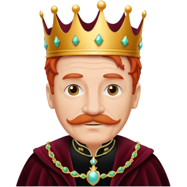 elderly red-haired princes with crown mustace. dark outfit emoji