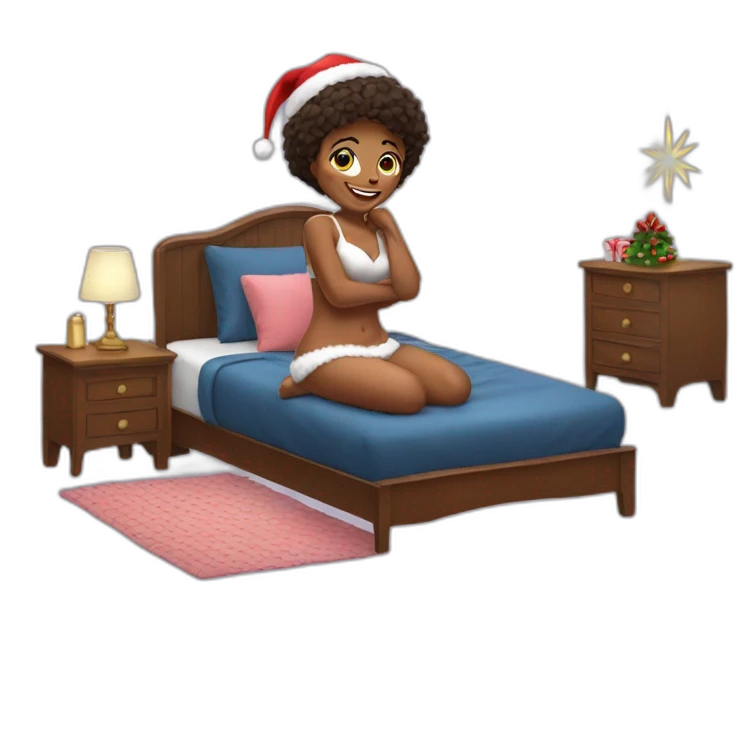 christmas girl on the bed emoji