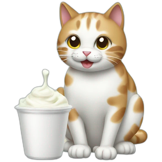 cat eating yoghurt emoji