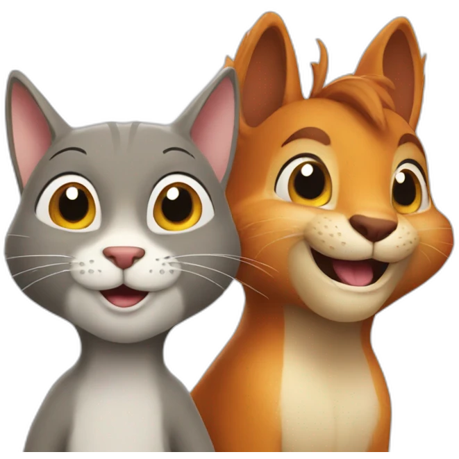 a cheerful cat and a happy squirrel emoji