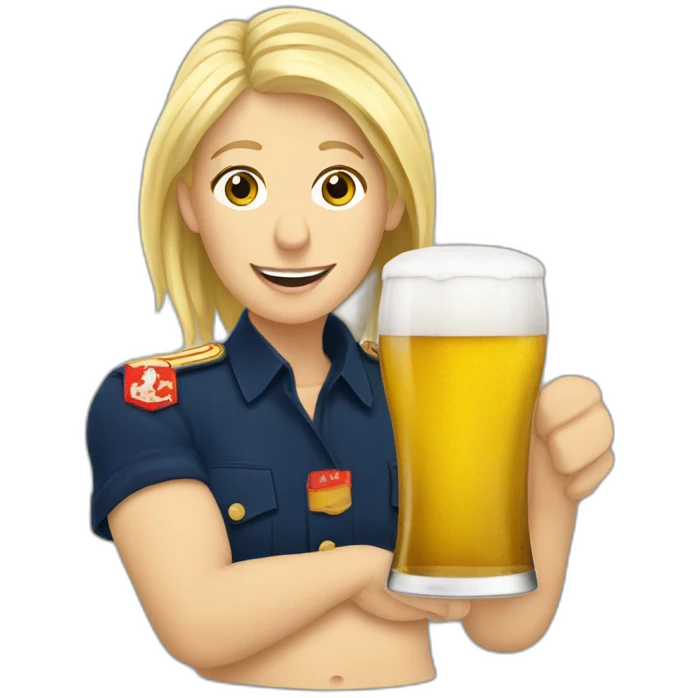 Marine lepen avec une bière emoji