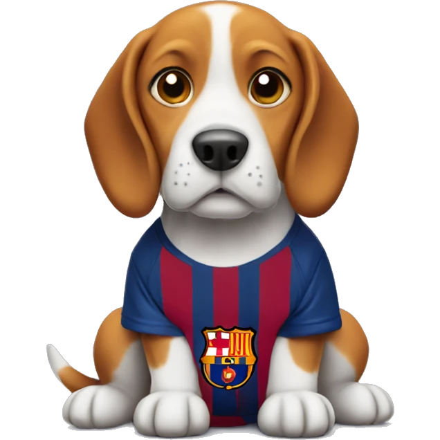 Beagle dog  with Barça soccer team tshirt emoji