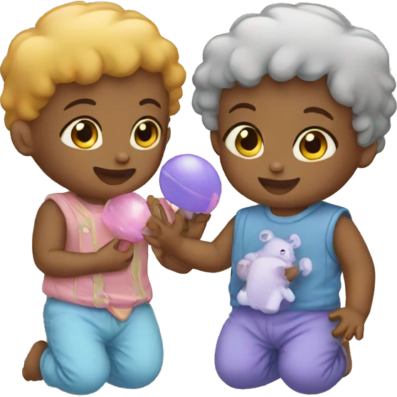 two babies playing with toys emoji