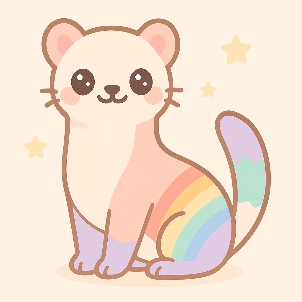 a proud, colorful stoat with rainbow accents, joyful expression, playful pose, LGBTQ+ theme emoji