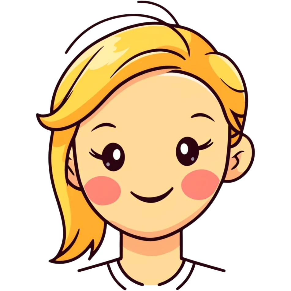 cute blonde cartoon face with a wink emoji