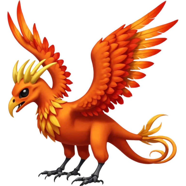 Skeletal skull-faced feathery fiery winged horned Amaura-Aurorus-Pokémon-Fakémon-hybrid-fusion-creature, full body emoji