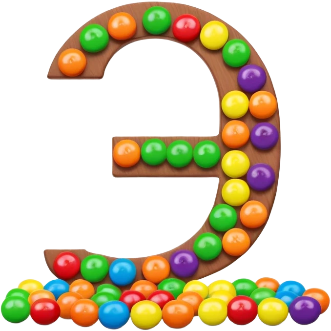 A stylized S letter made of rainbow colors next to a few green round candies, extremely minimal Skittles representation. emoji
