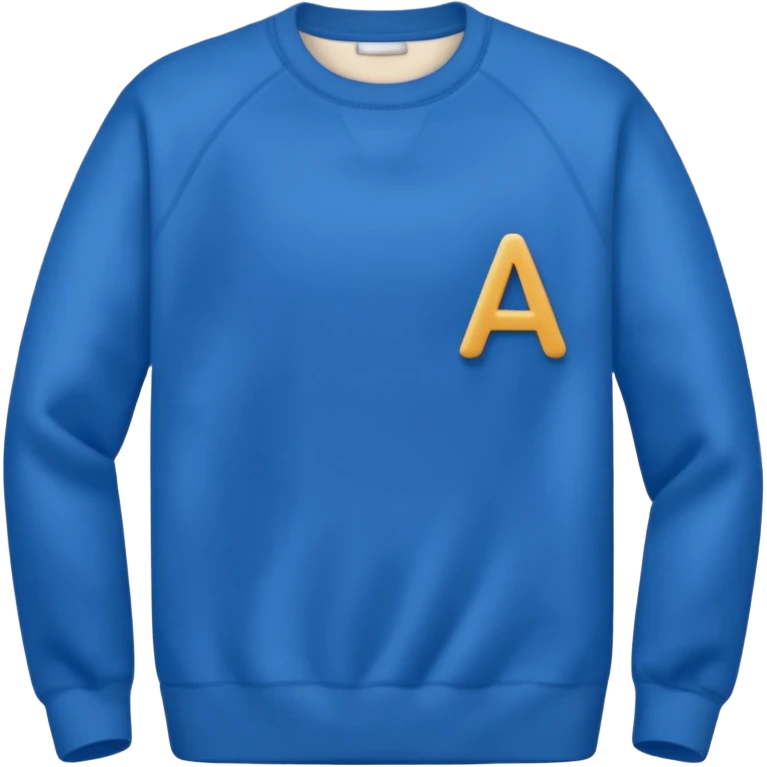 blue sweater with small letter A on upper right chest emoji