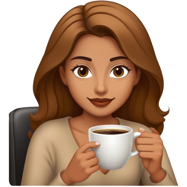 A brunnte enjoying her coffee emoji