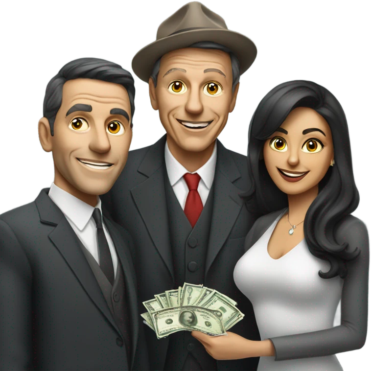 sinatra with one with male friend one persian lady friend and money  emoji