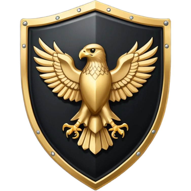 Hawk shield emblem in black and gold emoji