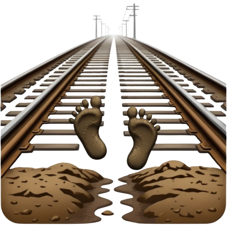 footprints near train track emoji