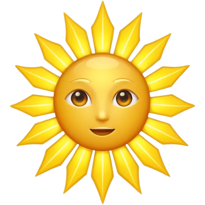 A large, bright sun, with an intense yellow center and golden rays all around, illuminated and vibrant.
Prompt: “A radiant golden sun, with long, bright rays all around, an intense yellow center, emoji