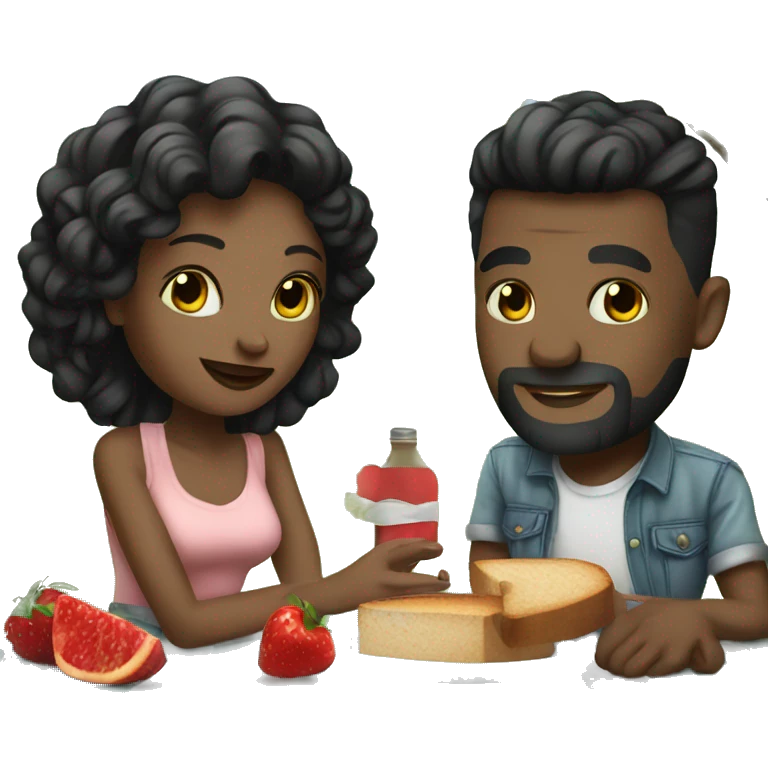 Romantic picnic date for beautiful tattooed couple emoji