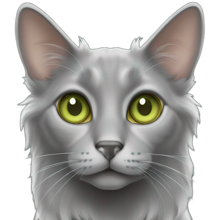 grey nebelung cat full body olive green eyes emoji