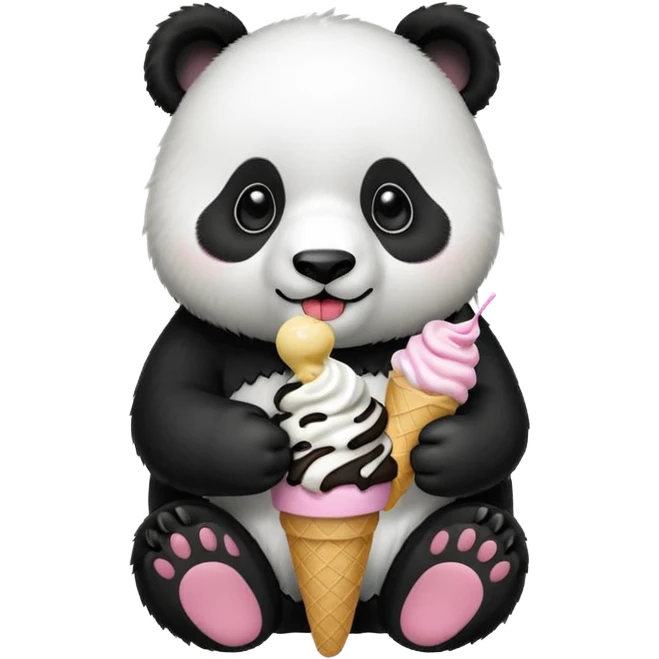Panda eating ice cream emoji