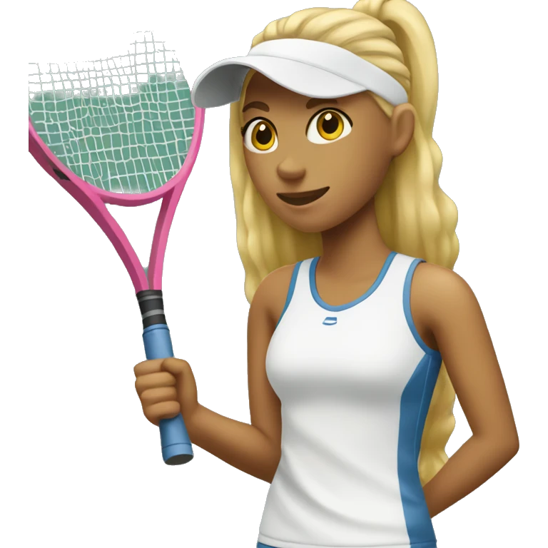 Teenage Girl playing Tennis with blond hair emoji