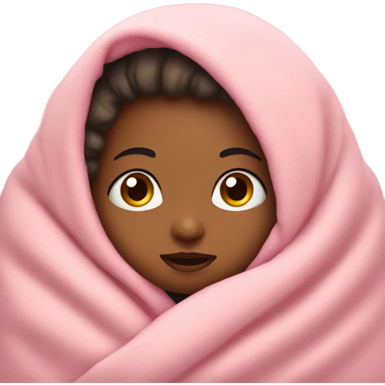 Newborn with a pink blanket and short eyelashes emoji