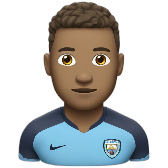 manchester city player tackling big head emoji