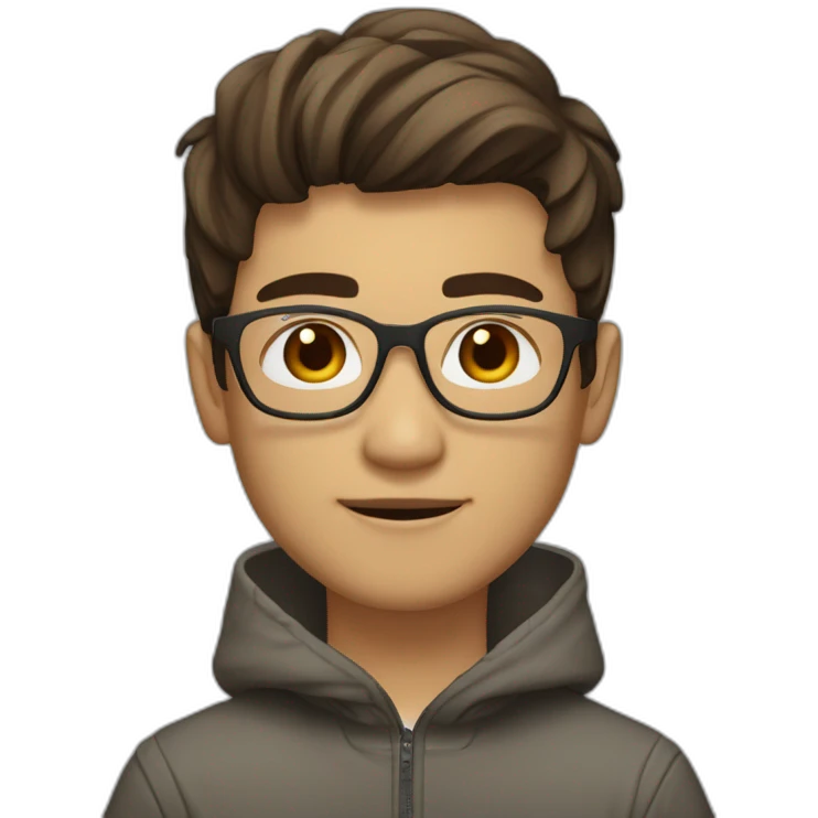 young vietnamese guy brown hair with parting mid long in the middle turtletoise glasses and a beard and light brown skin emoji