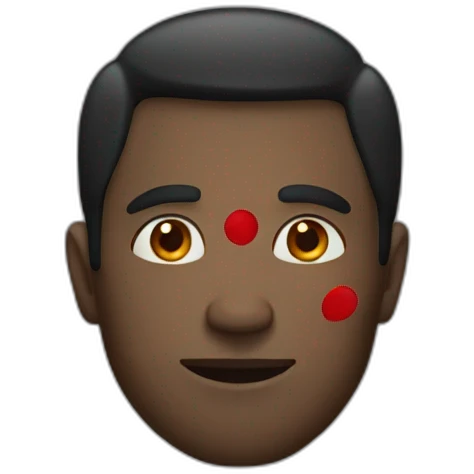 man with red spot on face emoji