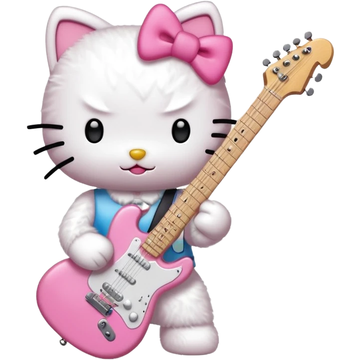 Hello Kitty playing an electric guitar emoji