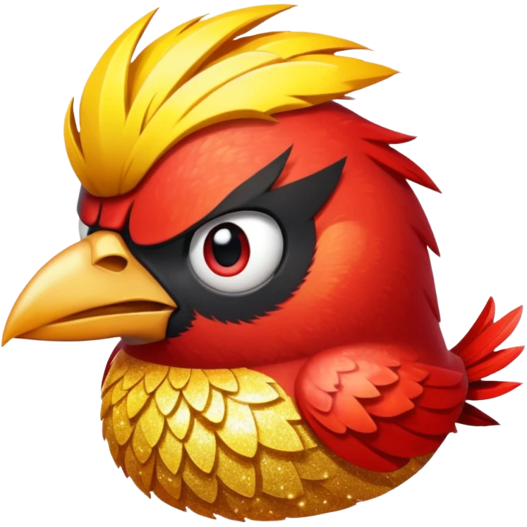 glitter red and yellow anger bird emoji