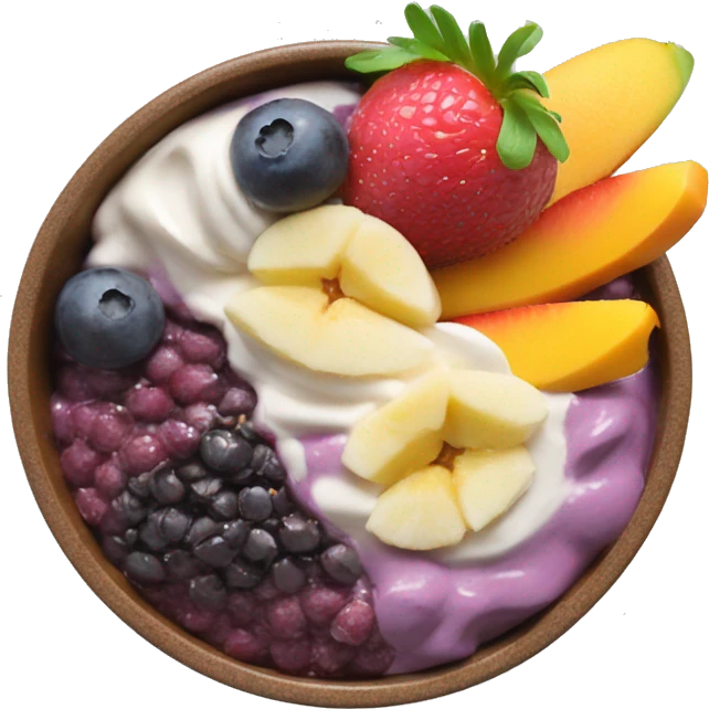 Creamy açaí bowl with fruits and spoon emoji