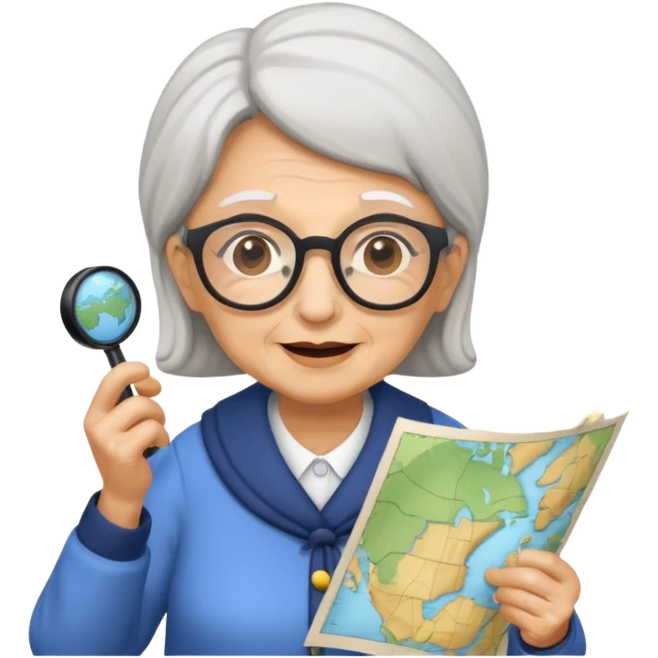 tourist old woman with glasses holding map emoji