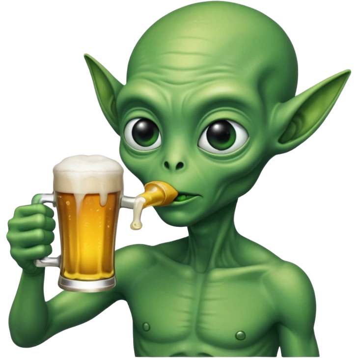 Un alien qui bois une bière  emoji