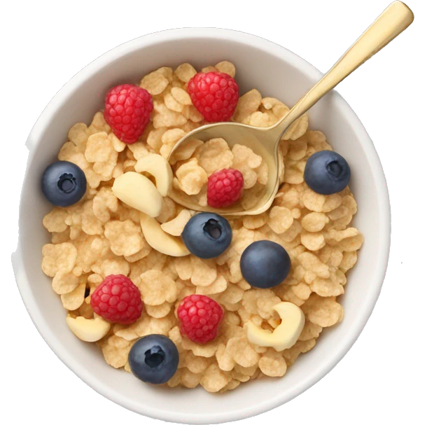 a müsli with fruits in it and a spoon emoji
